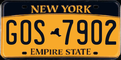 NY license plate GOS7902