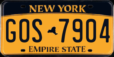 NY license plate GOS7904