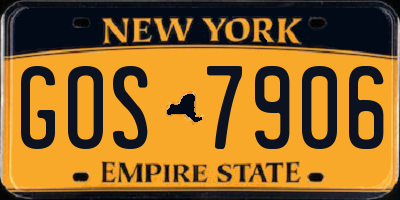 NY license plate GOS7906