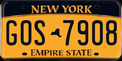 NY license plate GOS7908
