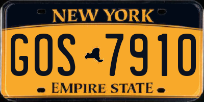 NY license plate GOS7910