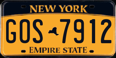 NY license plate GOS7912