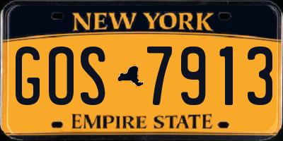 NY license plate GOS7913