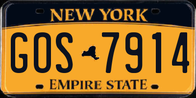 NY license plate GOS7914