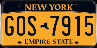 NY license plate GOS7915