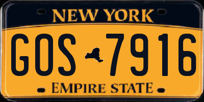 NY license plate GOS7916