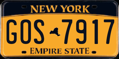 NY license plate GOS7917