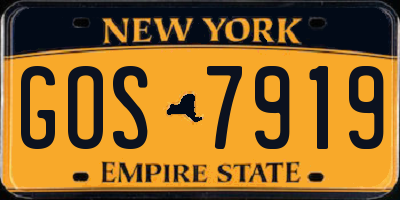 NY license plate GOS7919