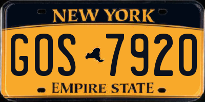 NY license plate GOS7920