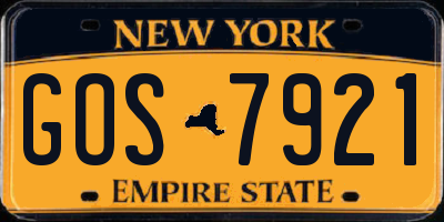 NY license plate GOS7921