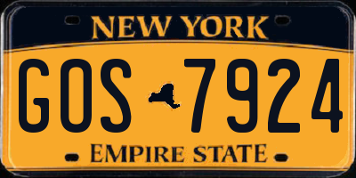 NY license plate GOS7924