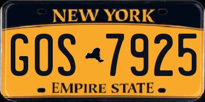 NY license plate GOS7925