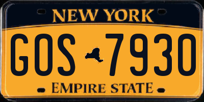 NY license plate GOS7930