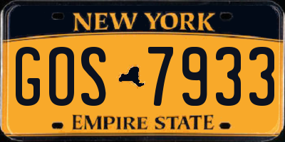 NY license plate GOS7933