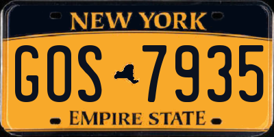 NY license plate GOS7935