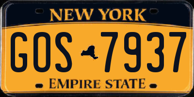 NY license plate GOS7937