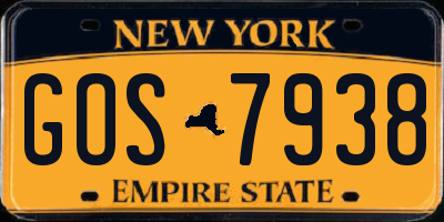 NY license plate GOS7938