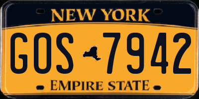 NY license plate GOS7942