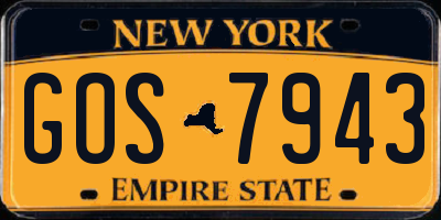 NY license plate GOS7943