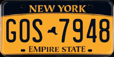 NY license plate GOS7948