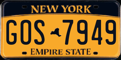 NY license plate GOS7949