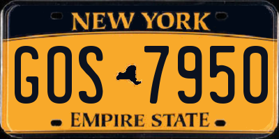 NY license plate GOS7950