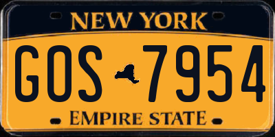 NY license plate GOS7954