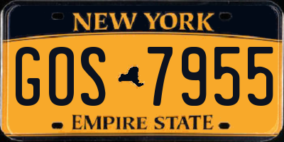 NY license plate GOS7955