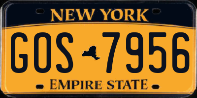 NY license plate GOS7956