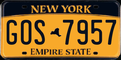 NY license plate GOS7957