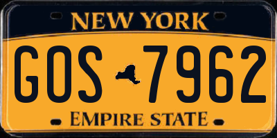 NY license plate GOS7962