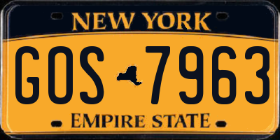 NY license plate GOS7963