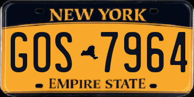 NY license plate GOS7964