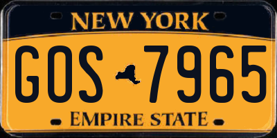 NY license plate GOS7965