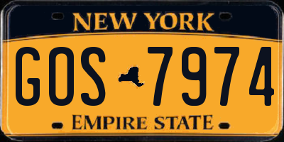 NY license plate GOS7974