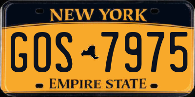 NY license plate GOS7975