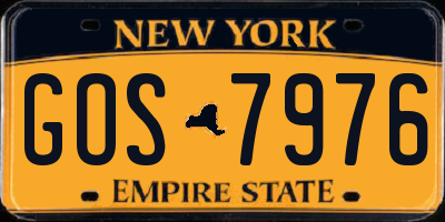NY license plate GOS7976