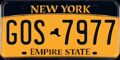 NY license plate GOS7977