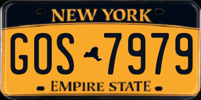 NY license plate GOS7979