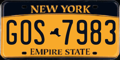 NY license plate GOS7983