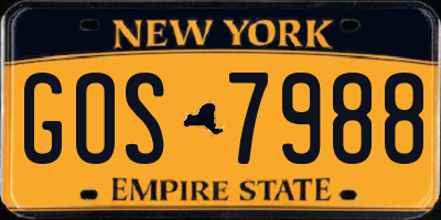 NY license plate GOS7988