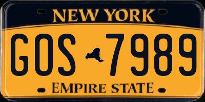 NY license plate GOS7989