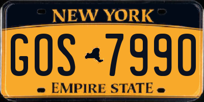 NY license plate GOS7990
