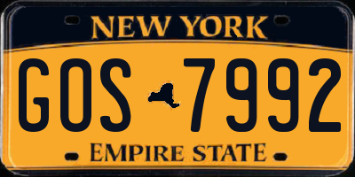 NY license plate GOS7992