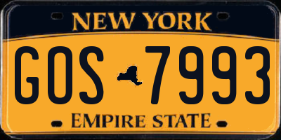 NY license plate GOS7993