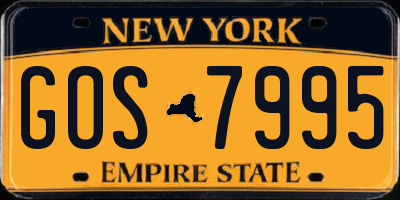 NY license plate GOS7995