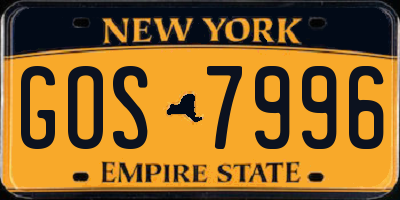 NY license plate GOS7996