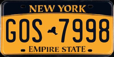 NY license plate GOS7998