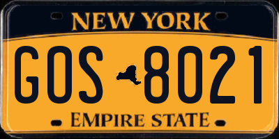 NY license plate GOS8021
