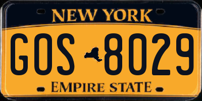 NY license plate GOS8029